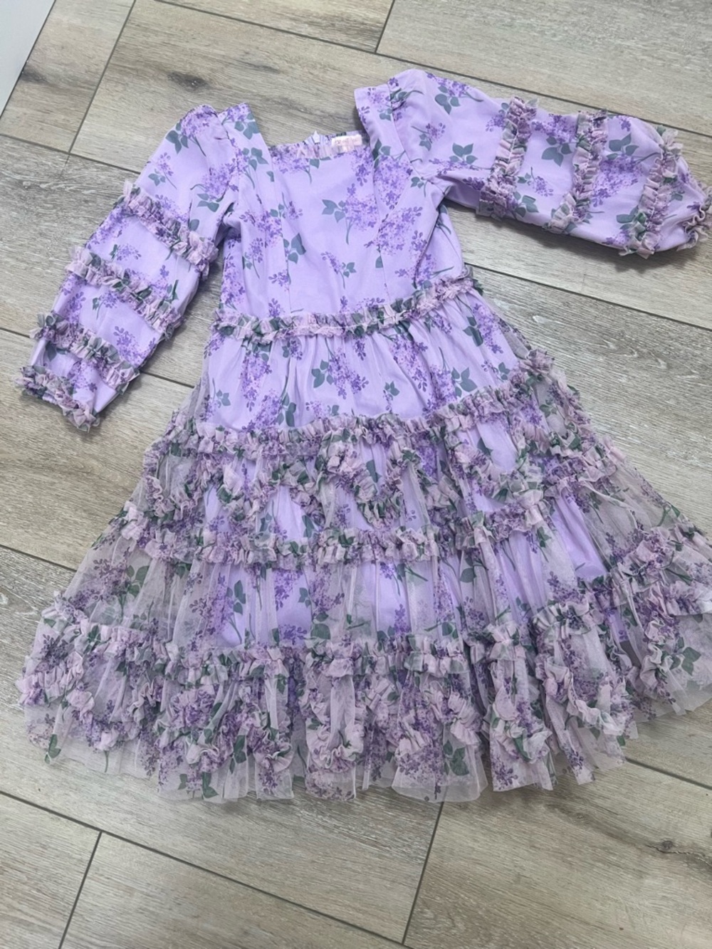 Lilac Floral Ruffle Tiered Dress